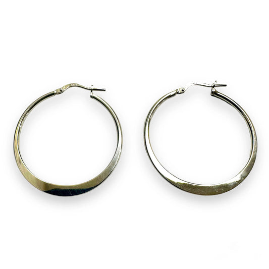 925 Sterling Silver Rhodium Plated 1.5mm Hoop Latch Back Earrings