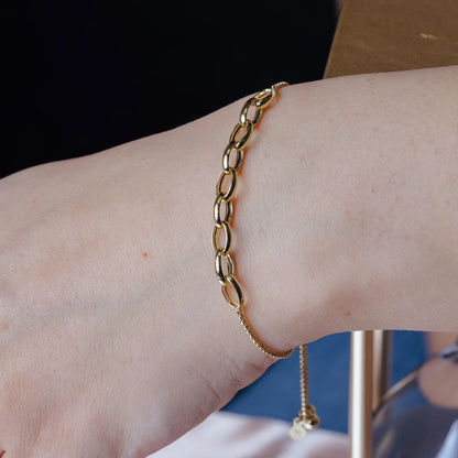 925 Sterling Silver Gold Plated Link Lariat Bracelet