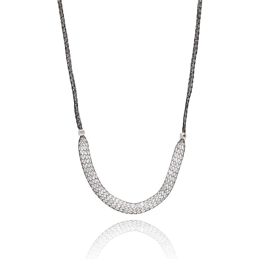 925 Sterling Silver Rhodium Plated Mesh Necklace Filled with CZ