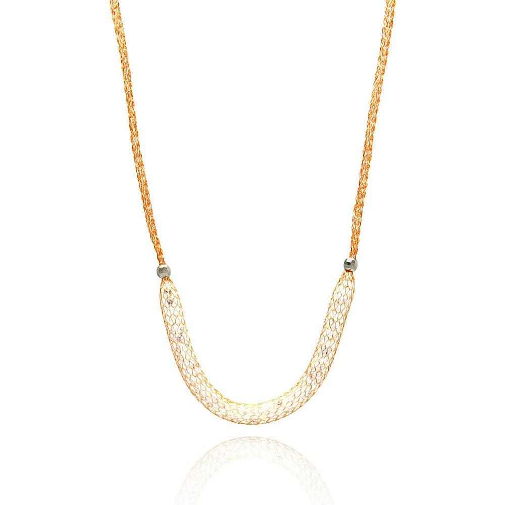 925 Sterling Silver Rhodium Plated Mesh Necklace Filled with CZ