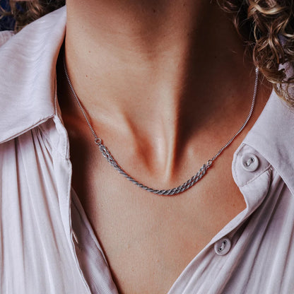 925 Sterling Silver Rhodium Plated Curb Strand 1.7mm Rope Adjustable Necklace