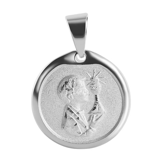 925 Silver High Polished DC Communion Medallion Matte Finish for Boy