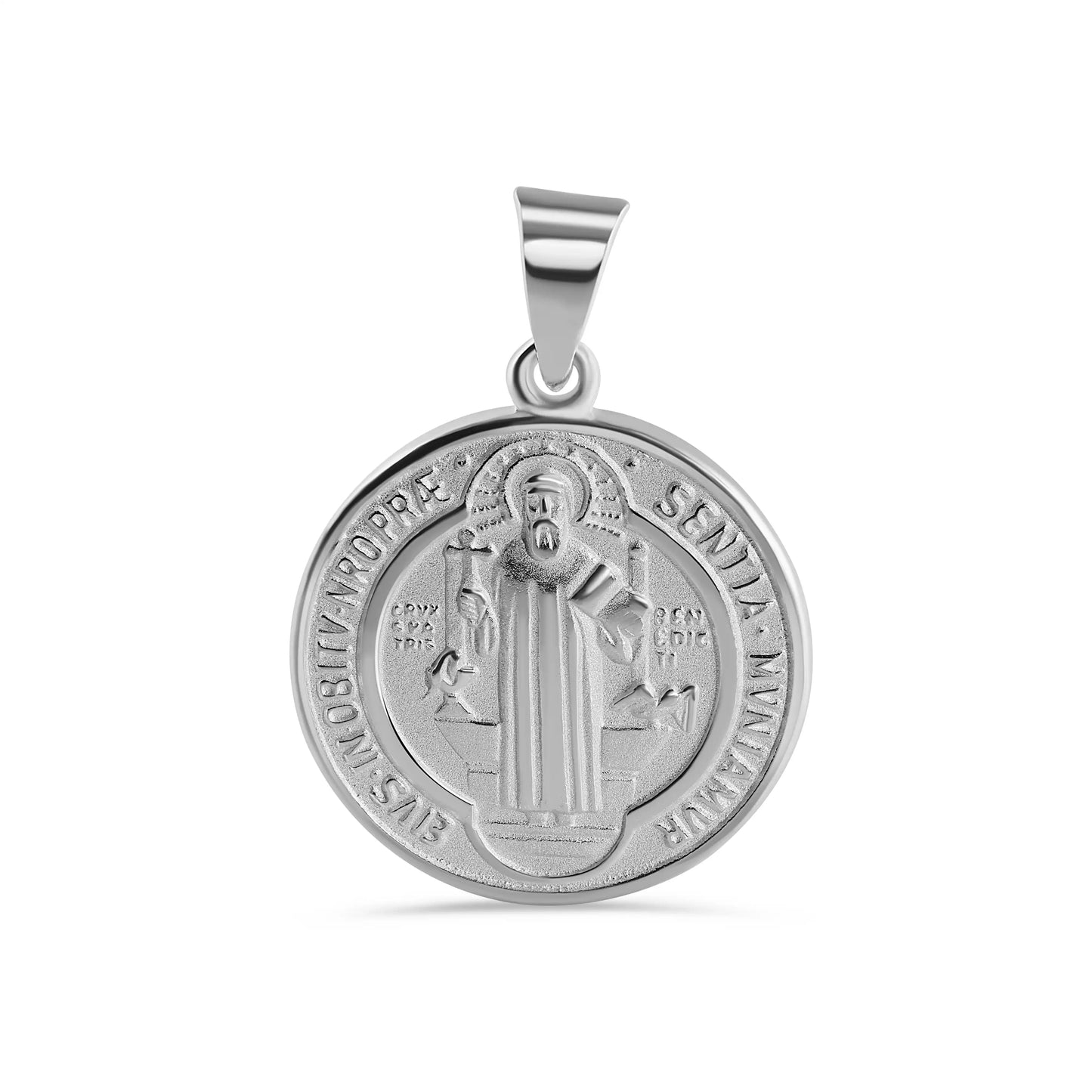 925 Sterling Silver High Polished Edge San Benito Medallion Pendant