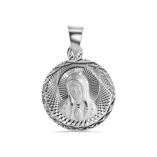 925 Sterling Silver High Polished DC Virgin Mary Medallion Charm