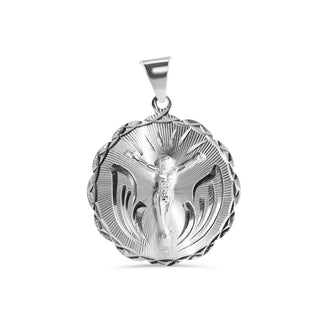 925 Sterling Silver High Polished DC Round Jesus Christ Pendant