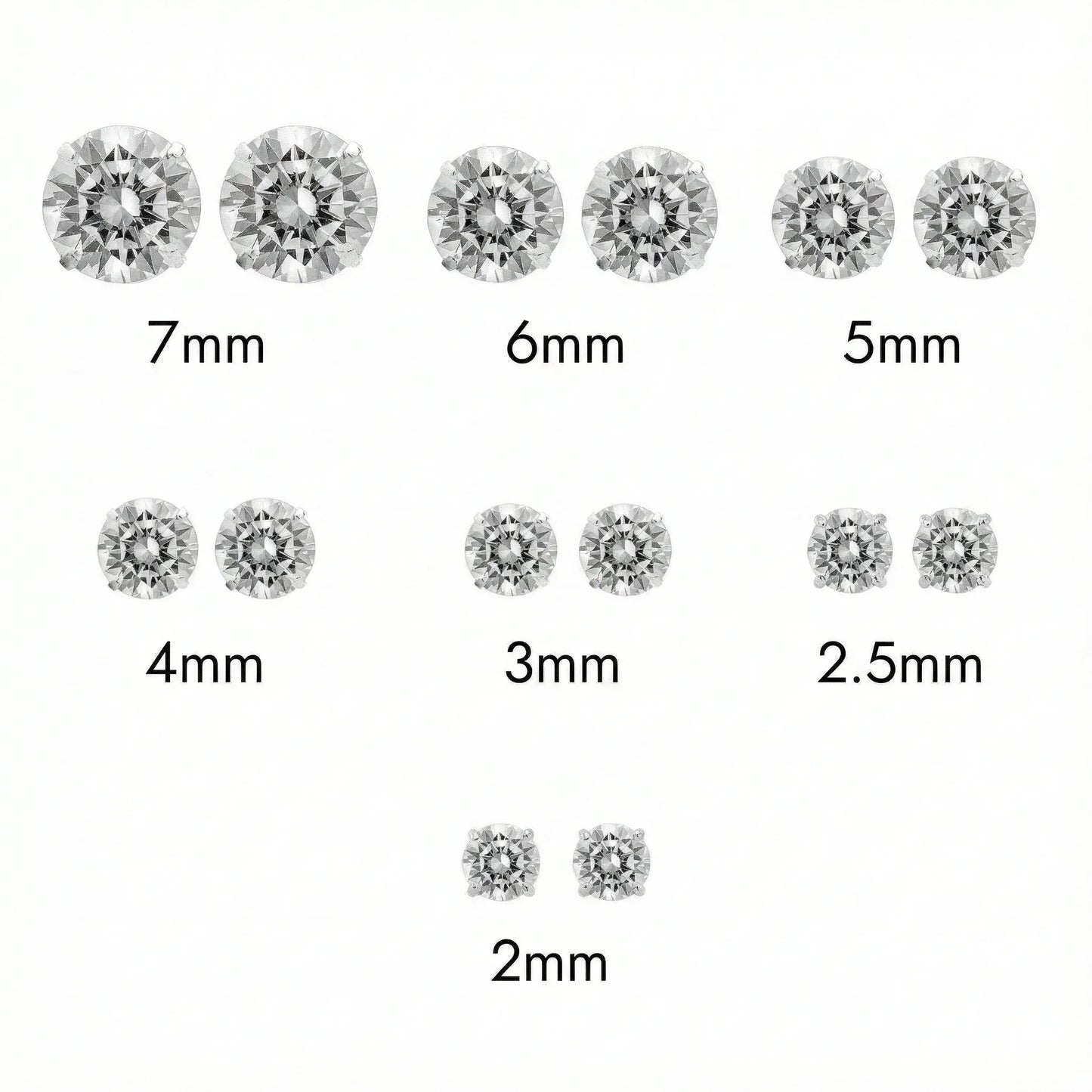 925 Sterling Silver Rhodium Plated Round Lab Grown Diamonds Push Back Earring