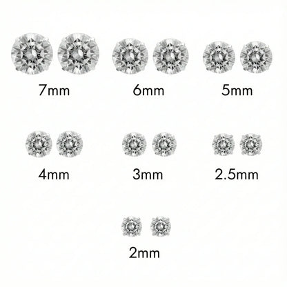 925 Sterling Silver Rhodium Plated Round Lab Grown Diamonds Push Back Earring