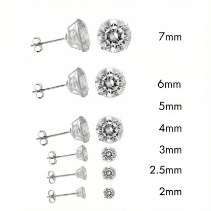 925 Sterling Silver Rhodium Plated Round Lab Grown Diamonds Push Back Earring