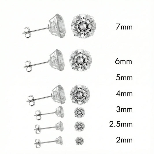 925 Sterling Silver Rhodium Plated Round Lab Grown Diamonds Push Back Earring