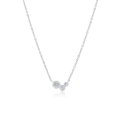 925 Sterling Silver Rhodium Plated 10.4mm x 6mm Round Cluster Moissanite Adjustable Pendant Necklace