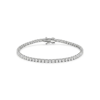 925 Sterling Silver Rhodium Plated Moissanite 2mm Tennis Bracelet