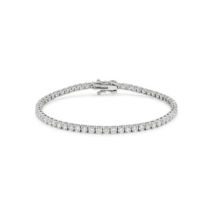925 Sterling Silver Rhodium Plated Moissanite 2mm Tennis Bracelet