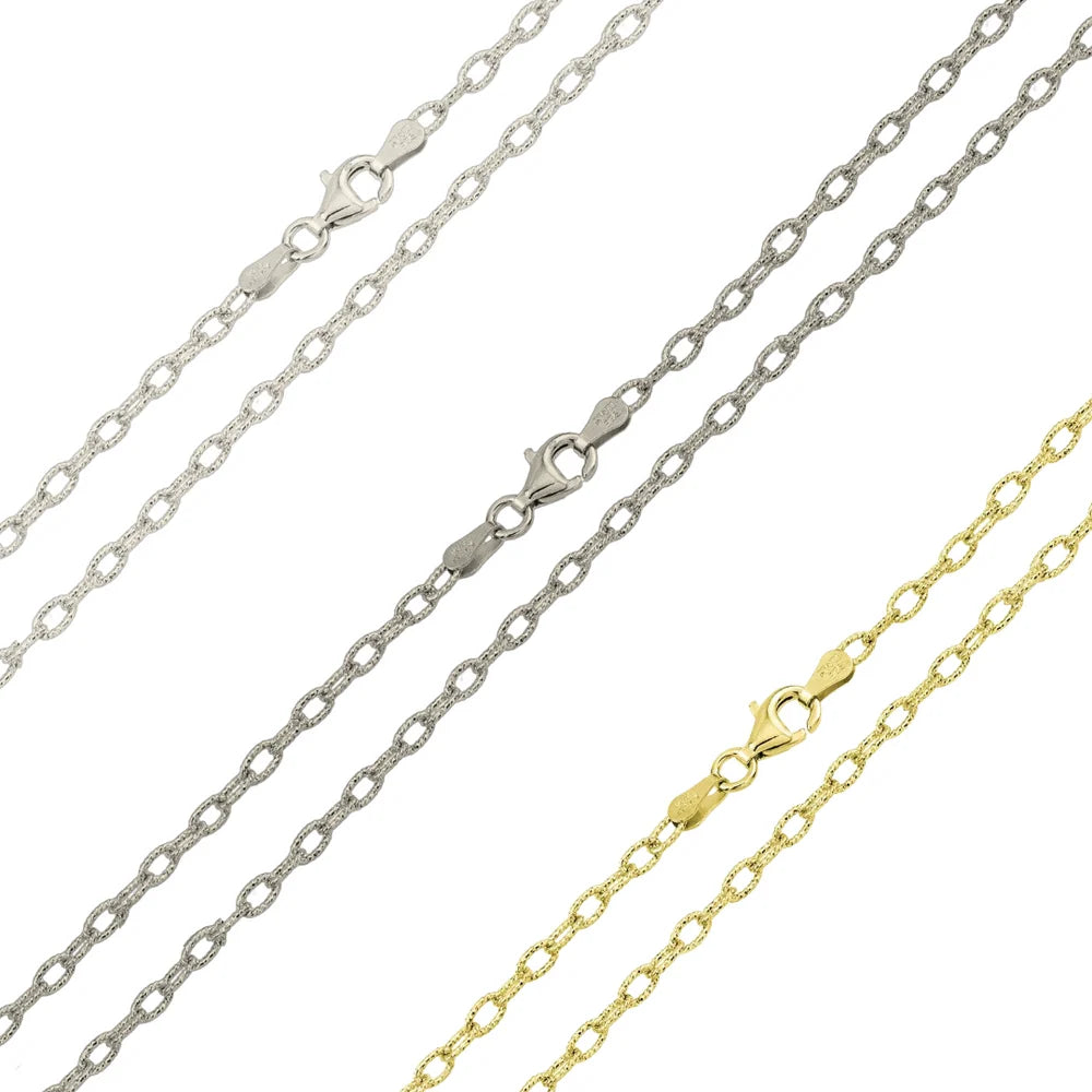 925 Sterling Silver Wire Oval Loop Chain