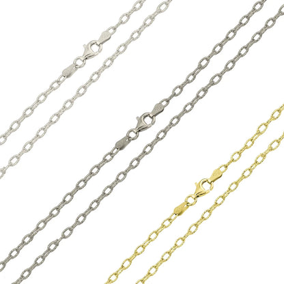 925 Sterling Silver Wire Oval Loop Chain