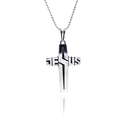 925 Sterling Silver Oxidized Jesus Cross Pendant