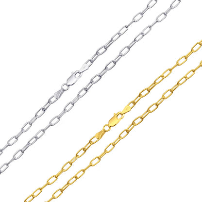 925 Sterling Silver Oval Paperclip Link Chain or Bracelet