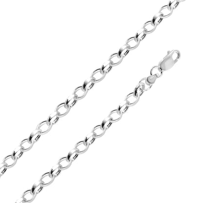 925 Sterling Silver Diamond Cut 4 Sided Oval Rolo Chains