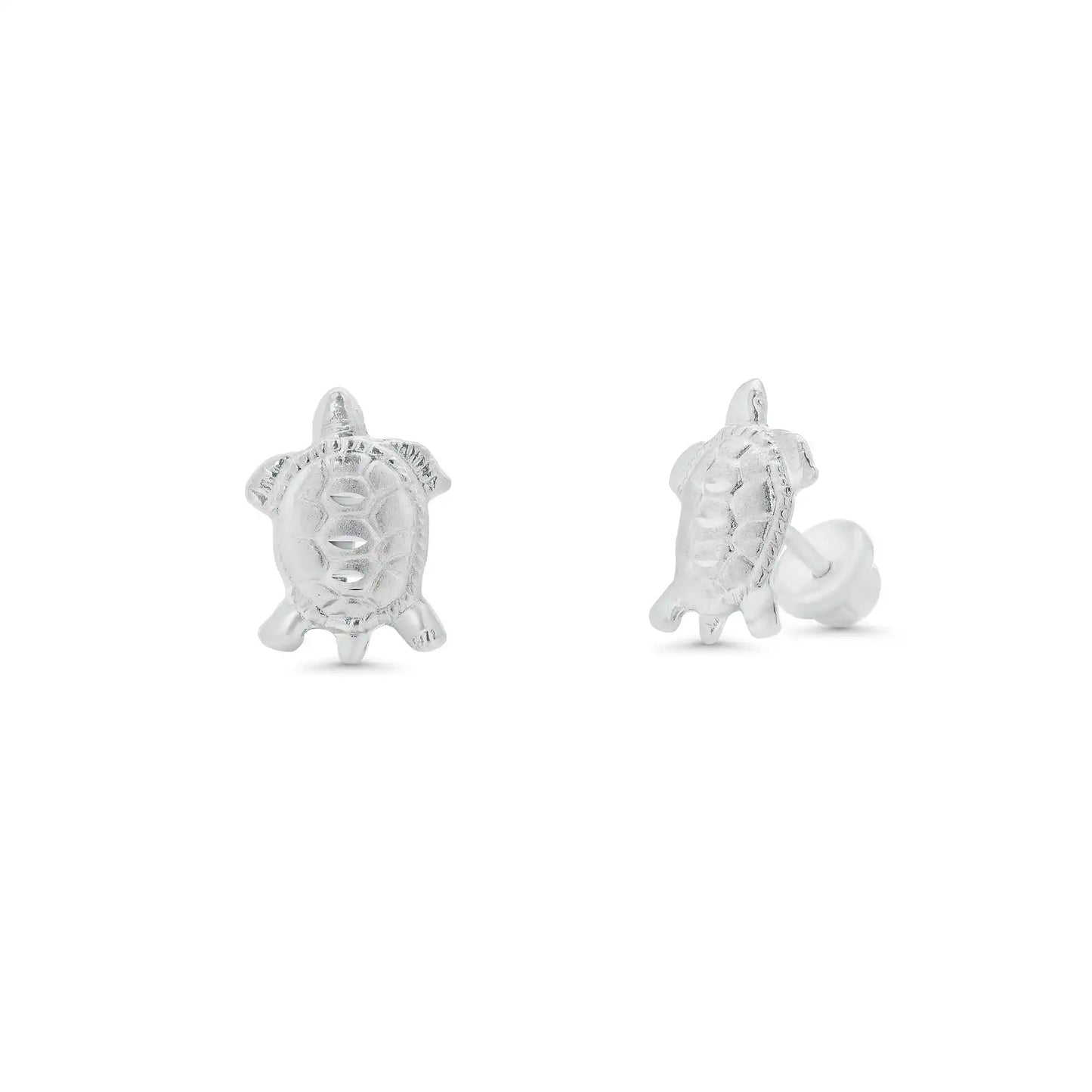 925 Sterling Silver High Polished Large Turtle Earrings