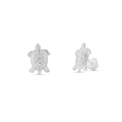 925 Sterling Silver High Polished Large Turtle Earrings