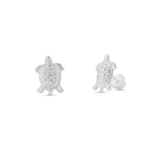 925 Sterling Silver High Polished Large Turtle Earrings