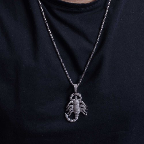 925 Sterling Silver Rhodium Plated Scorpion Hip Hop Pendant - SLP00030
