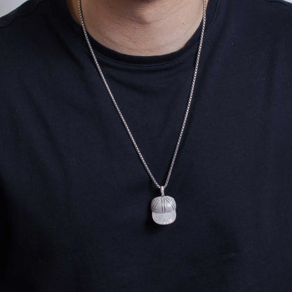 925 Sterling Silver Rhodium Plated CZ Hat Hip Hop Pendant