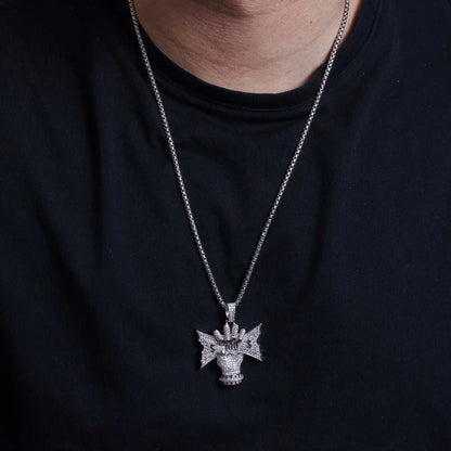 925 Sterling Silver Rhodium Plated CZ CASH CRUNCH Hip Hop Pendant