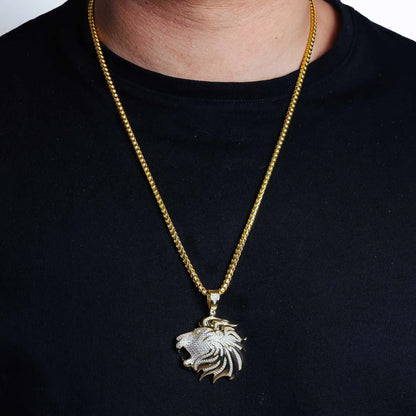 925 Sterling Silver Gold Plated CZ Lion Hip Hop Pendant