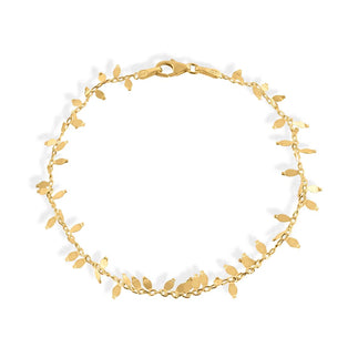 925 Sterling Silver Gold Plated Leaves Link Bracelet
