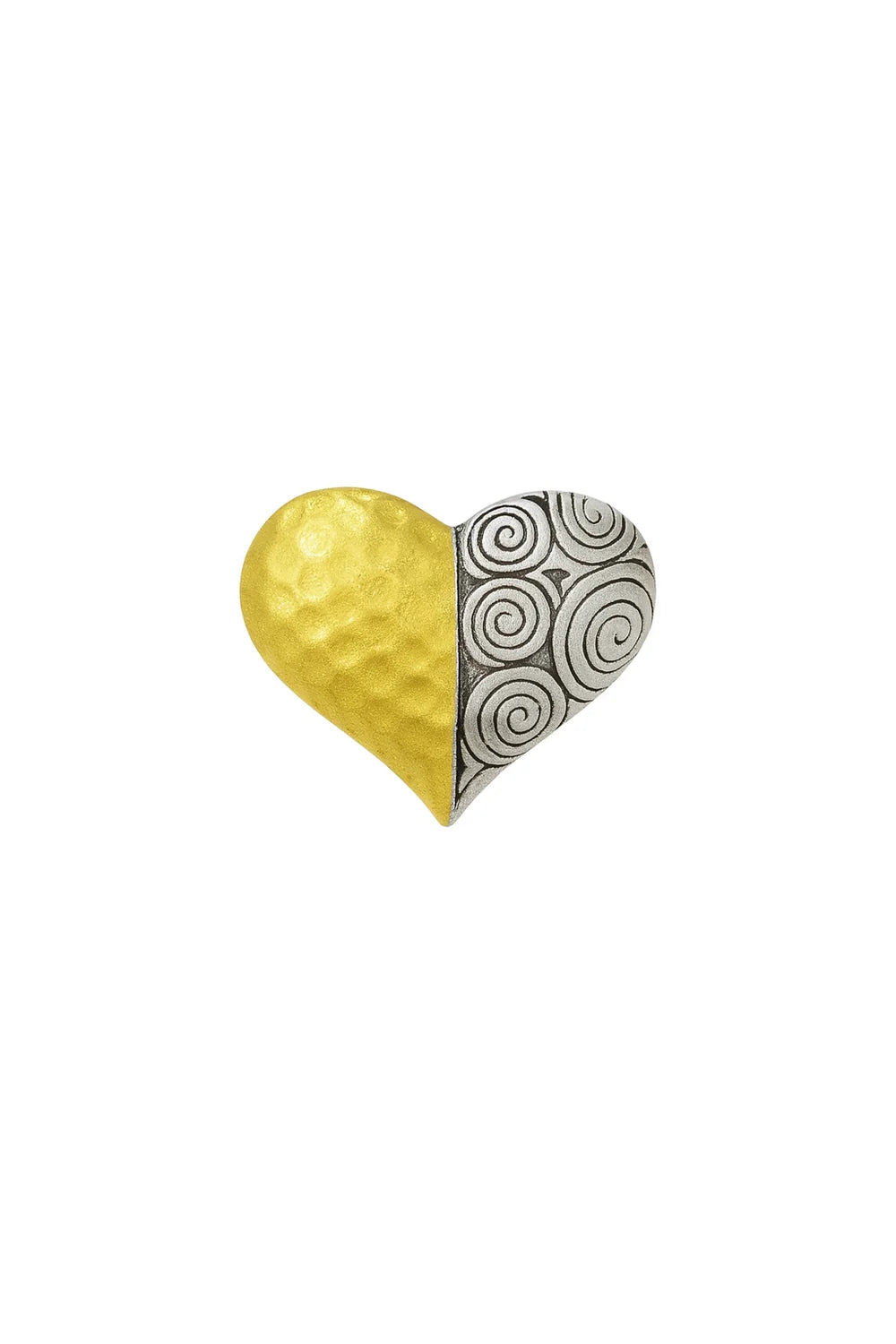 925 Sterling Silver Clearance-GP Matte Finish 2T Hammered Spiral Design Heart Pendant