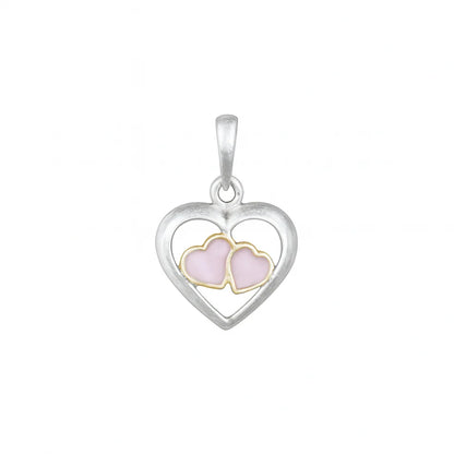 925 Sterling Silver Clearance-2 Tone Pink Mother of Pearl Triple Heart Pendant