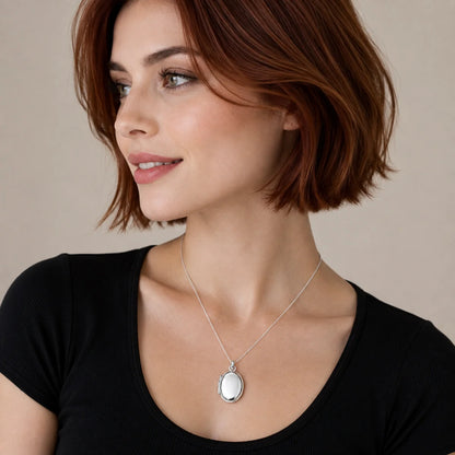 925 Sterling Silver High Polished Oval Locket