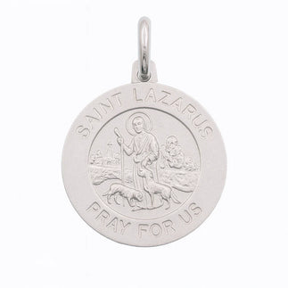 925 Sterling Silver High Polished Sandblasted Saint Lazarus 18.5mm Pendant