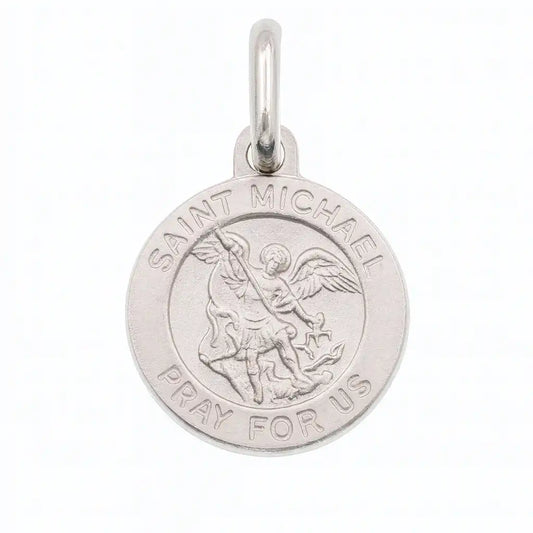 925 Sterling Silver High Polished Sandblasted Saint Michael 12.4mm Pendant