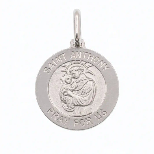 925 Sterling Silver High Polished Sandblasted Saint Anthony Pendant