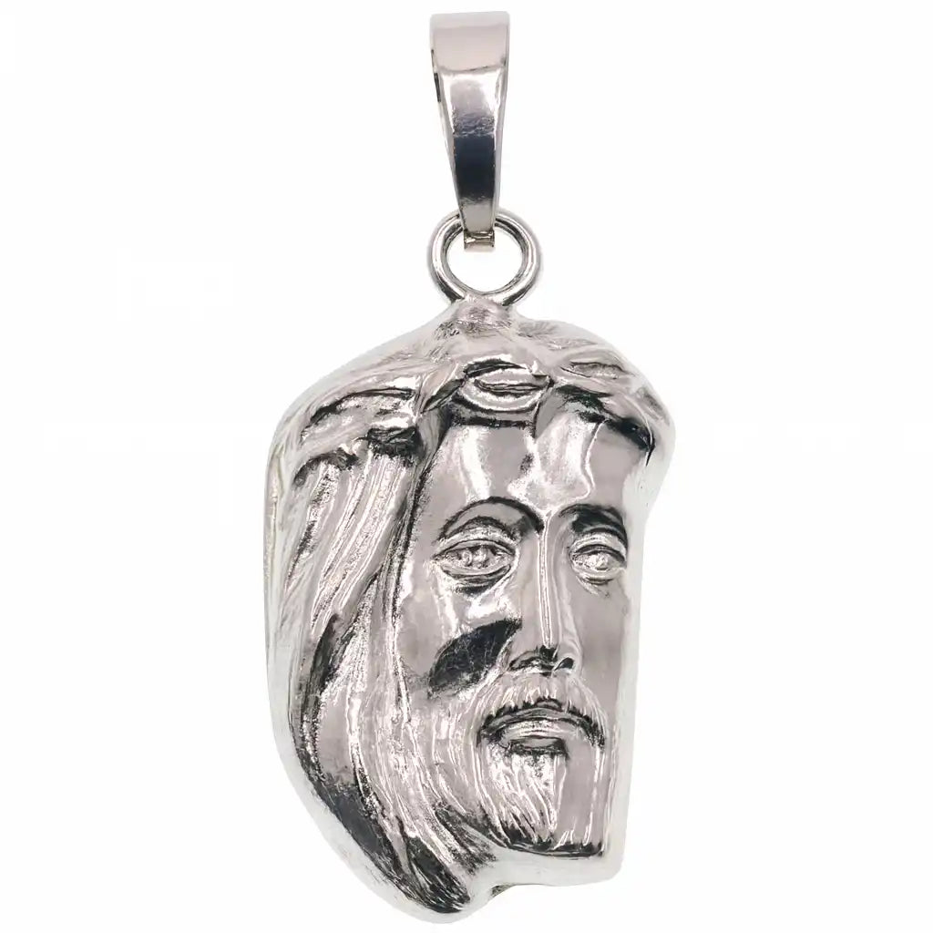 925 Sterling Silver High Polished Jesus Christ 11.5mm x 16mm Pendant