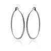 Stainless Steel Rhodium Plated Twisted Hoop Earrings