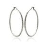 Stainless Steel Rhodium Plated Twisted Hoop Earrings