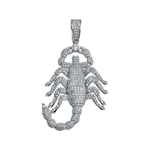 925 Sterling Silver Rhodium Plated Scorpion Hip Hop Pendant - SLP00030