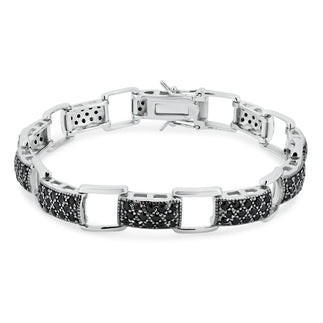 925 Sterling Silver Rhodium Plated Black CZ Tennis Bracelet