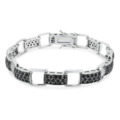 925 Sterling Silver Rhodium Plated Black CZ Tennis Bracelet