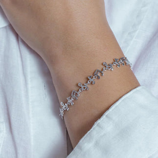 925 Silver Rhodium Plated Music Note Tennis Bracelet