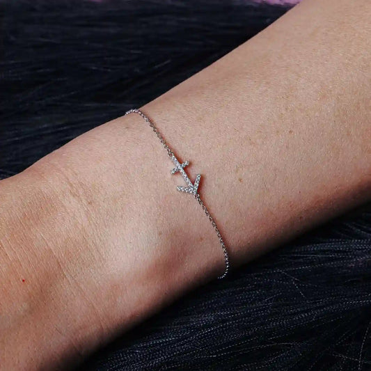 925 Sterling Silver Rhodium Plated Sagittarius Zodiac CZ Adjustable Link Bracelet