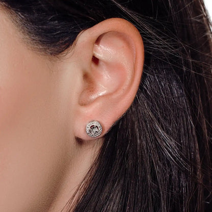 925 Sterling Silver Rhodium Plated Round Stud Earrings