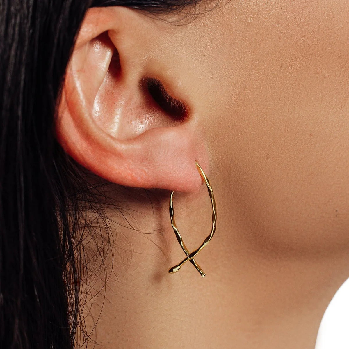 925 Sterling Silver Gold Plated Fish Earring