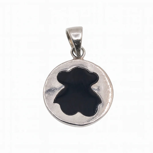 925 Sterling Silver Clearance - Rhodium Plated Enamel Teddy Bear 14.8mm Pendant