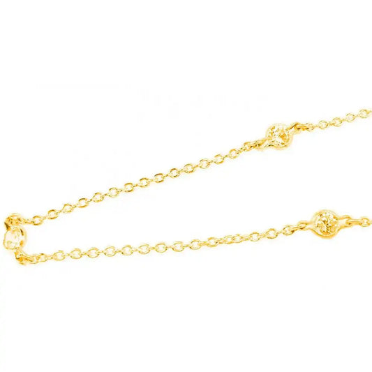 925 Sterling Silver Gold Plated CZ By The Yard Necklace