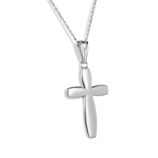 925 Sterling Silver Rhodium Plated Cross Adjustable Necklace