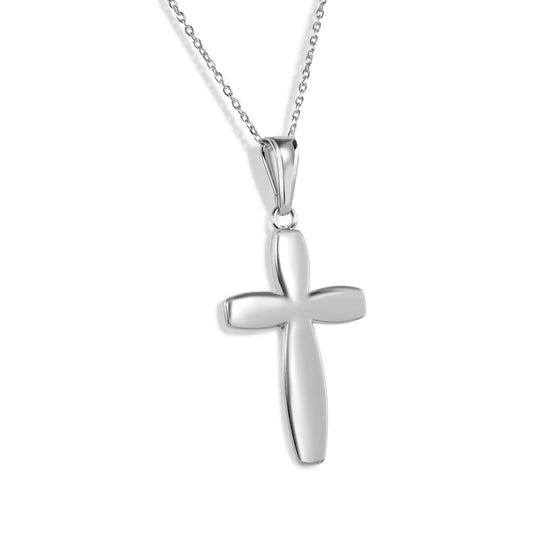 925 Sterling Silver Rhodium Plated Cross Adjustable Necklace