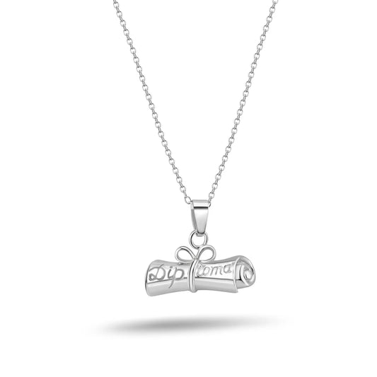 925 Silver Rhodium Plated Graduation Pendant Necklace